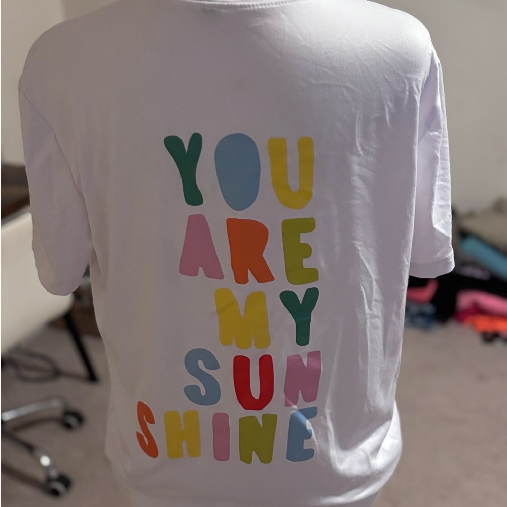 SHEIN White and Yellow Short Sleeve Tee